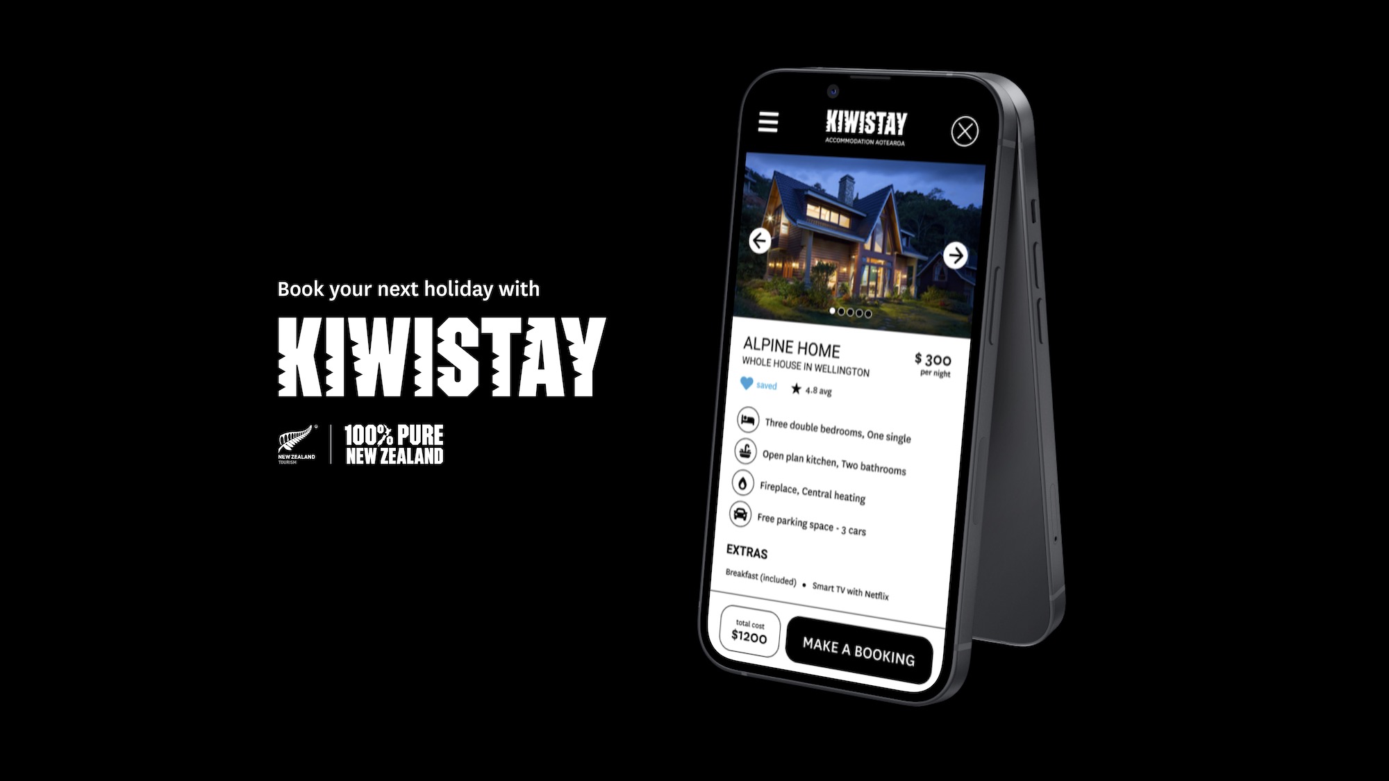 KiwiStay web app mockup